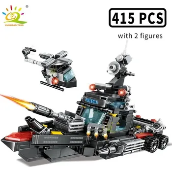 ostatní stavebnice Stavebnice Policejní vozidlo a loď pro děti | styl lego - bez krabice-193