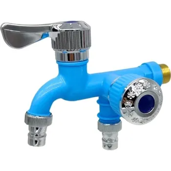 Zavlažovač Dvojitý vodní kohoutek s rychlospojkou 1/2" - modrý