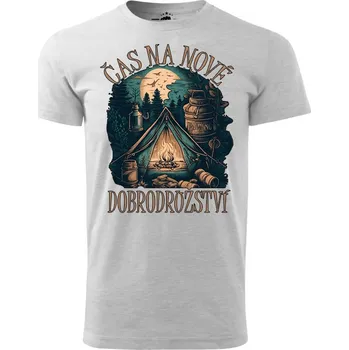 Pánské tričko STRIKER Tričko Čas na nové dobrodružství Barva: Světle šedá, Velikost: XL