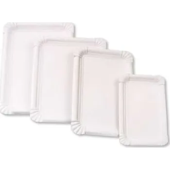 Jednorázové nádobí Papírové tácky - smart, č. 3c, 13 x 10 cm, bílé, 100 ks