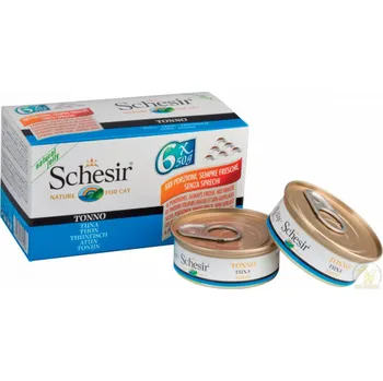 Krmivo pro kočku SCHESIR ve vodě na vaření Tuňák - mokré krmivo pro kočky - 6 x 50 g