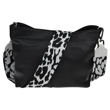 Kabelka NovaKabelka.cz Kožená italská crossbody kabelka Batilda Nera s přídavným popruhem XV