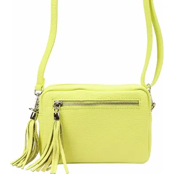 Kabelka Malá světležlutá kožená crossbody kabelka Vera Pelle no. 76