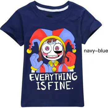 Dívčí tričko The Amazing Digital Circus TRIČKO s potiskem na motivy populárního seriálu "The Amazing Digital Circus" - různé barvy Barva: tmavě modrá, Velikost: 130 CM