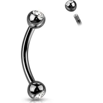Piercing Atreya Titanový banánek s kuličkami a zirkony barevný Barva: Černá, Velikost: 1,2 mm, Délka / Průměr: 8 mm