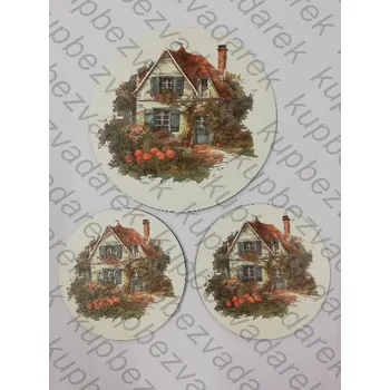 Podtácek sololak - sada kruh 15cm + 10cm - Domek se zahrádkou