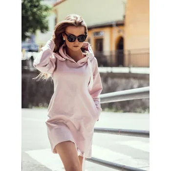 Dámská mikina Mikinové šaty nebo prodloužená mikina VSB-Sophii růžová, VELIKOST XXS/XS