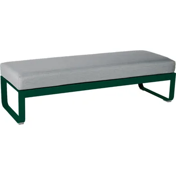 Zahradní lavice Šedá čalouněná lavice Fermob Bellevie 148 cm s tmavě zelenou podnoží