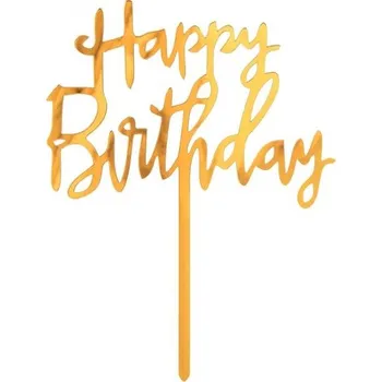 Karnevalový kostým Akrylový dortový zápich - Happy Birthday, 1 kus