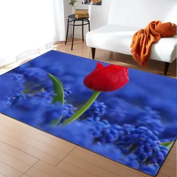 Koberec Květinová podlahová rohož s 3D tiskem | květinový koberec - 1,100 x 160 cm 39 x 63 palců