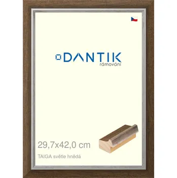 Rám na obraz DANTIK rámeček 29,7x42 | TAIGA sv.hnědá (Plexi Čiré) (Vyrobeno s láskou u nás v DANTIKU)
