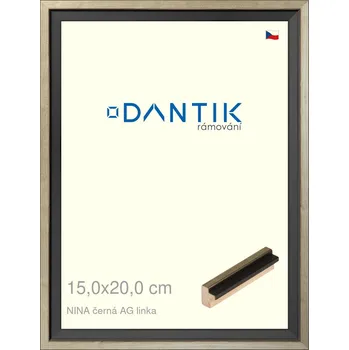 Rám na obraz DANTIK rámeček 15x20 | NINA černá AG linka (Sklo Čiré) (Vyrobeno s láskou u nás v DANTIKU)