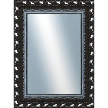 Zrcadlo DANTIK - Zarámované zrcadlo - rozměr s rámem cca 60x80 cm z lišty ROKOKO černá lesklá (2632)