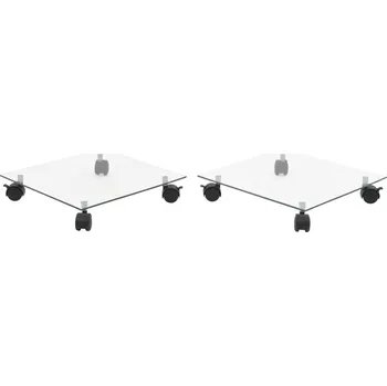 Stojan na květiny vidaXL Vozíky pod květináče z tvrzeného skla 2 ks čtvercové 35 x 35 cm [245690]