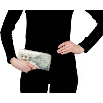 Peněženka Charm Dámská/dívčí peněženka v retro stylu velikost 10x19 cm s dívkou s křídly