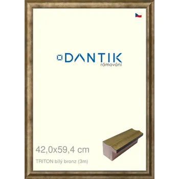 Rám na obraz DANTIK rámeček 42x59,4 | TRITON bílý bronz (Plexi Čiré) (Vyrobeno s láskou u nás v DANTIKU)