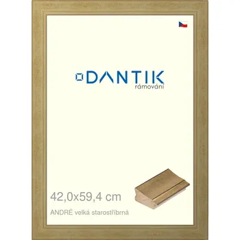 Rám na obraz DANTIK rámeček 42x59,4 | ANDRÉ velká starostříbrná (Plexi Čiré) (Vyrobeno s láskou u nás v DANTIKU)