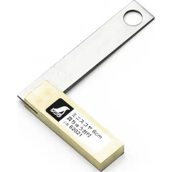 Úhloměr Nerezový mini úhelník SHINWA s robustní mosaznou základnou - 60 mm