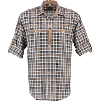 Pánská košile Košile tm. hnědá - zdobená, kůže (3310) 37/38