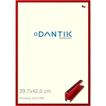 Rám na obraz DANTIK rámeček 29,7x42 | ALU profil 7269 Červená Trumalin broušená (Plexi Čiré) (Vyrobeno s láskou u nás v DANTIKU)