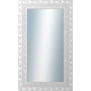 Zrcadlo DANTIK - Zarámované zrcadlo - rozměr s rámem cca 60x100 cm z lišty ROKOKO stříbrná házená (2881)