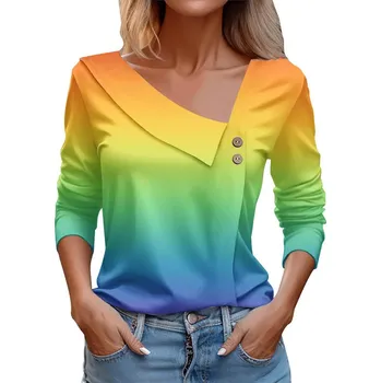 Dámská halenka Halenka s asymetrickým výstřihem a potiskem Velikost: XL, Barva (Varianta): SY57