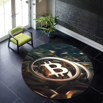 Koberec Kulatý koberec do obývacího pokoje a ložnice | Bitcoin, kryptoměny - 3,80 cm x 80 cm