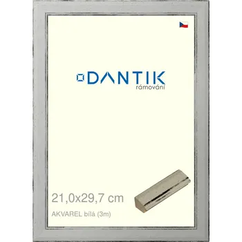 Rám na obraz DANTIK rámeček 21x29,7 | AKVAREL Bílá (Sklo Čiré) (Vyrobeno s láskou u nás v DANTIKU)