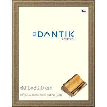 Rám na obraz DANTIK rámeček 60x80 | KŘÍDLO malé zlaté patina (Plexi Čiré) (Vyrobeno s láskou u nás v DANTIKU)