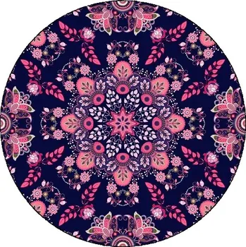 Koberec Fialový kulatý koberec s mandalou - 1,80 cm x 80 cm