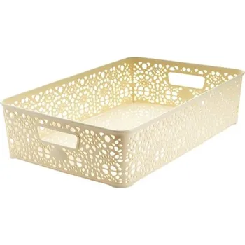 Odpadkový koš Mega Plast, Košík MONAKO L, 10 × 39 × 27 cm, krémový