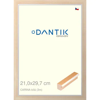 Rám na obraz DANTIK rámeček 21x29,7 | CARINA Bílá (Sklo Čiré) (Vyrobeno s láskou u nás v DANTIKU)
