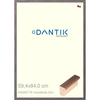 Rám na obraz DANTIK rámeček 59,4x84 | KASSETTE tmavěšedá (Plexi Čiré) (Vyrobeno s láskou u nás v DANTIKU)