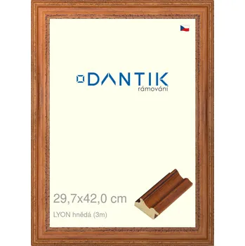 Rám na obraz DANTIK rámeček 29,7x42 | LYON hnědá (Plexi Čiré) (Vyrobeno s láskou u nás v DANTIKU)