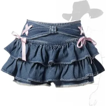 Dámská sukně Dámská džínová sukně s volánky Barva: Modrá, Velikost: L