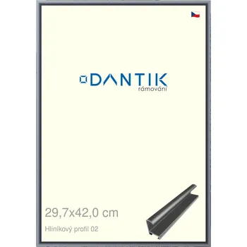 Rám na obraz DANTIK rámeček 29,7x42 | ALU profil 7002 Platina matná (Plexi Čiré) (Vyrobeno s láskou u nás v DANTIKU)