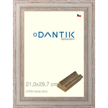 Rám na obraz DANTIK rámeček 21x29,7 | LYON šedá (Sklo Čiré) (Vyrobeno s láskou u nás v DANTIKU)