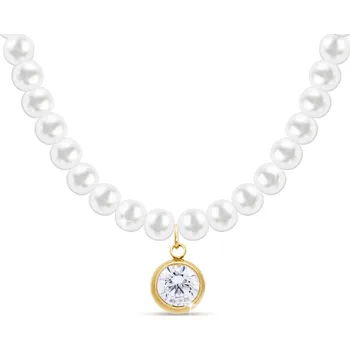 Řetízek biju Perličkový řetízek z chirurgické oceli s pozlaceným zirkonem 3002063