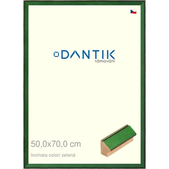 Rám na obraz DANTIK rámeček 50x70 | INCLINATA colori zelená (Plexi Čiré) (Vyrobeno s láskou u nás v DANTIKU)