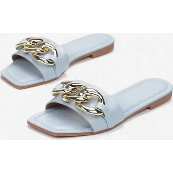 Dámské pantofle Light-blue letní pantofle se zlatou dekorací 55-115, VELIKOST 39