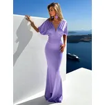 Fialové elegantní šaty INVANCE s výstřihem do V Velikost: ONESIZE