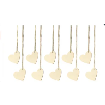 Jmenovka na stůl PartyDeco Dřevěné jmenovky srdce 6 x 5 cm 10 ks
