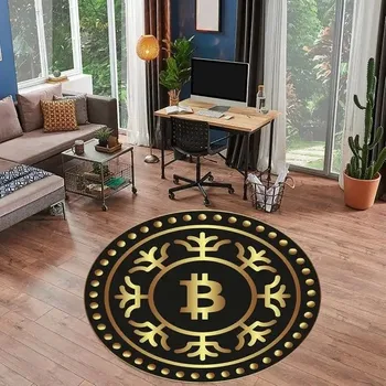 Koberec Kulatý koberec do obývacího pokoje a ložnice | Bitcoin, kryptoměny - 8,160 cm x 160 cm