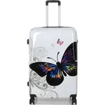 Velký cestovní skořepinový kufr na 4 kolečkách 100 l motýl 26820 bílá