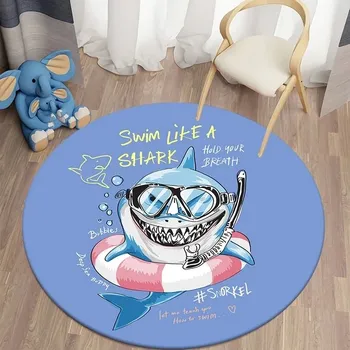 Koberec Kulatý dětský protiskluzový koberec 3D design do obýváku | žralok - 13,180 cm x 180 cm