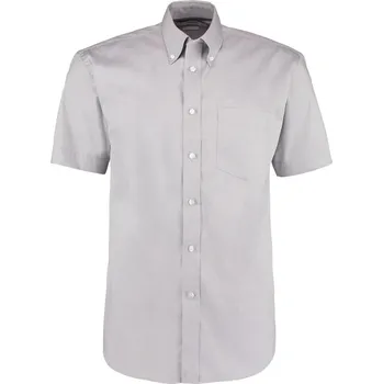 Pánská košile Kustom Kit Pánská prémiová oxford košile s krátkým rukávem v klasickém střihu Barva: stříbrná šedá, Velikost: 38 (15) K109