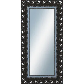 Zrcadlo DANTIK - Zarámované zrcadlo - rozměr s rámem cca 50x100 cm z lišty ROKOKO černá lesklá (2632)