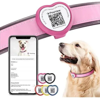 psí známka PawView chytrá známka pro psy a kočky srdce - růžová