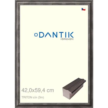 Rám na obraz DANTIK rámeček 42x59,4 | TRITON cín (Plexi Čiré) (Vyrobeno s láskou u nás v DANTIKU)