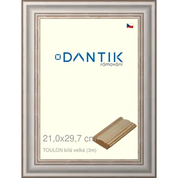 Rám na obraz DANTIK rámeček 21x29,7 | TOULON bílá velká (Sklo Čiré) (Vyrobeno s láskou u nás v DANTIKU)